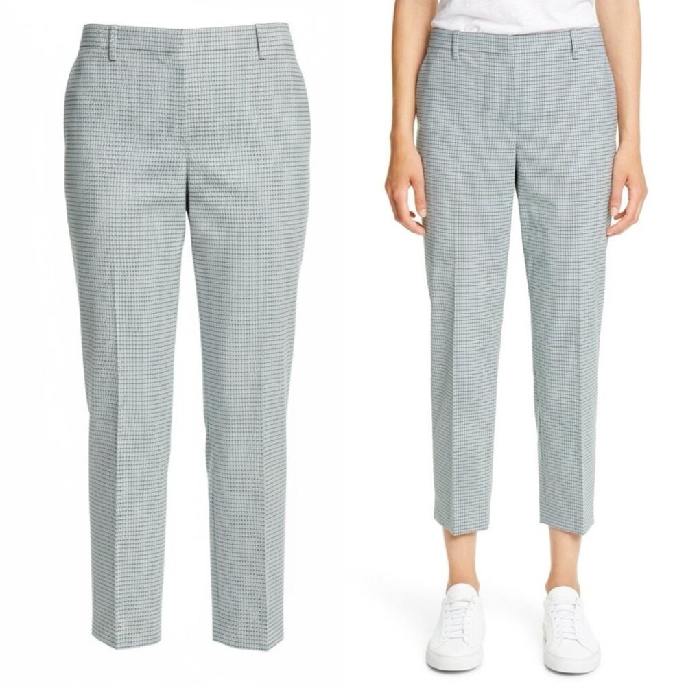 Theory Treeca Crop Trouser Dress Pants Size 4 Windham Wool Windowpane Plaid